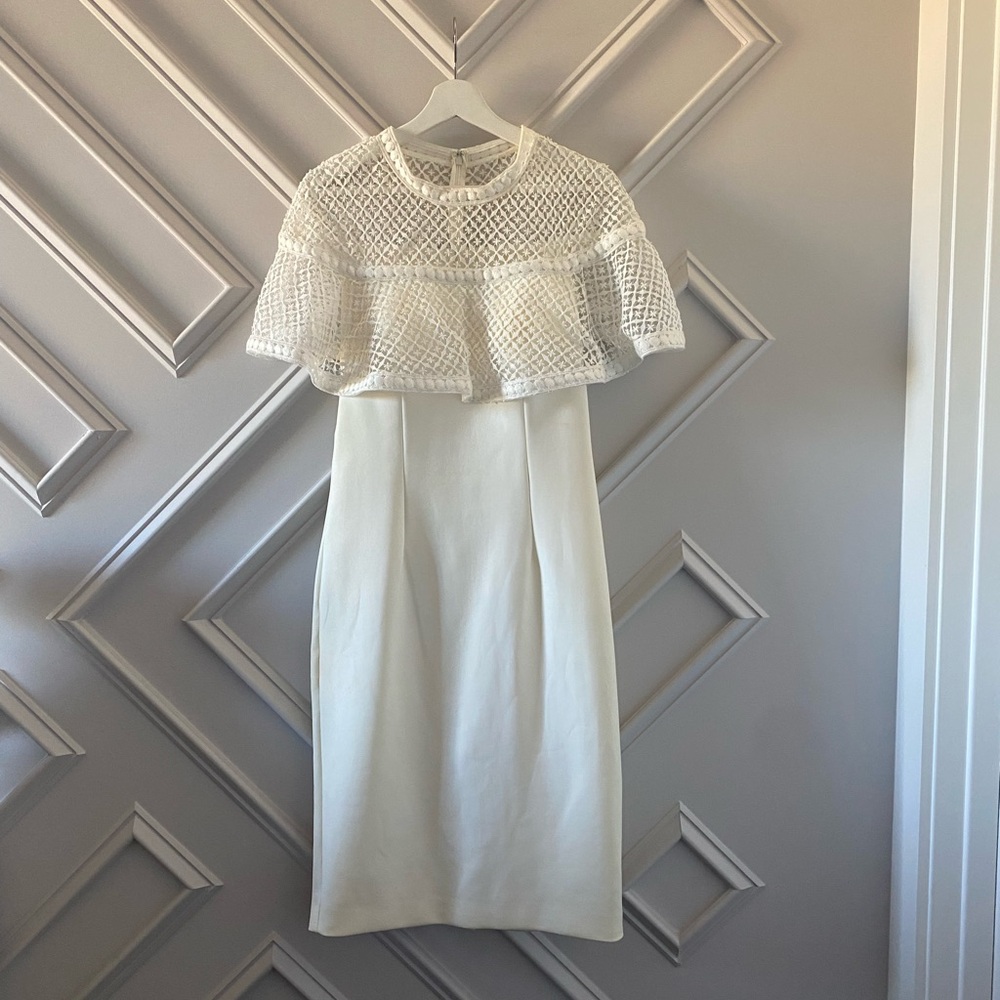 Jovani White Scuba Interview Dress